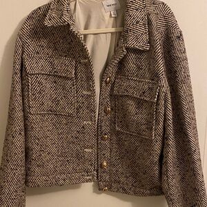 Nine West Women's Herringbone Blazer - Black and Cream